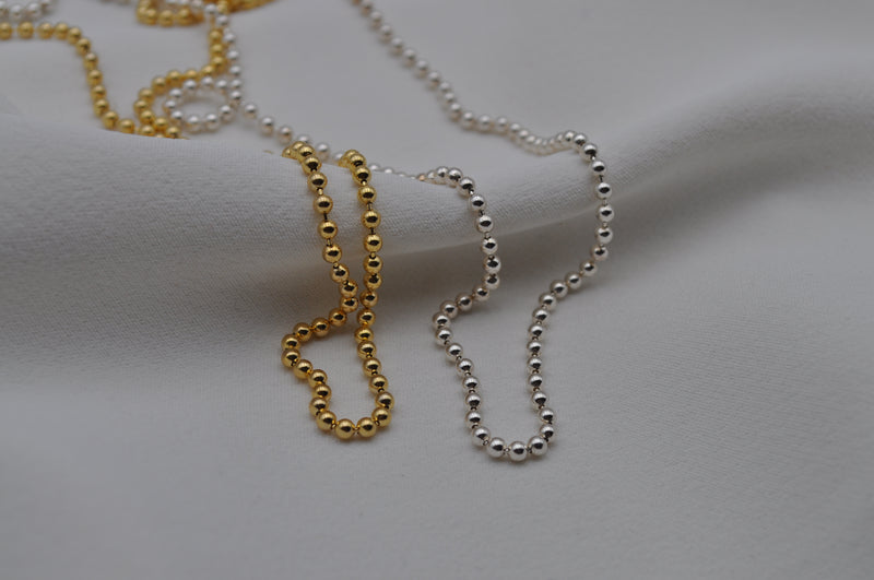 KUGELKETTE Massiv | Sterling Silber / vergoldet