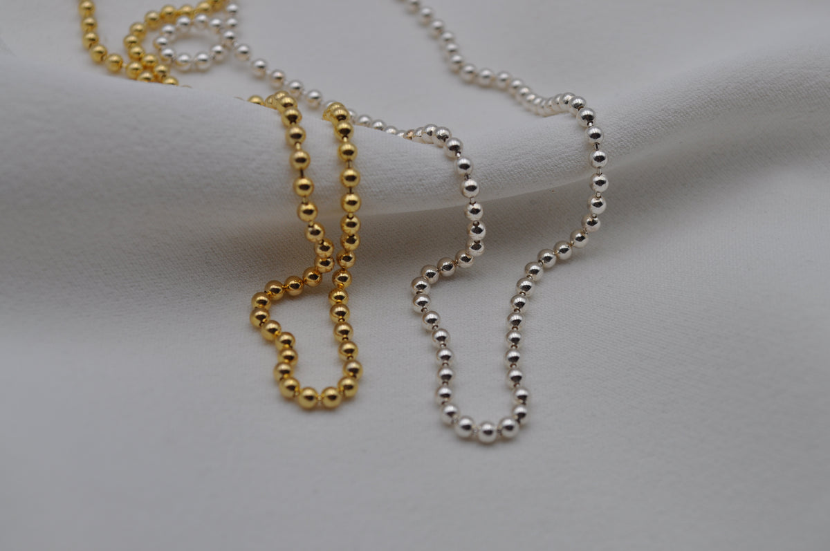 KUGELKETTE Massiv | Sterling Silber / vergoldet