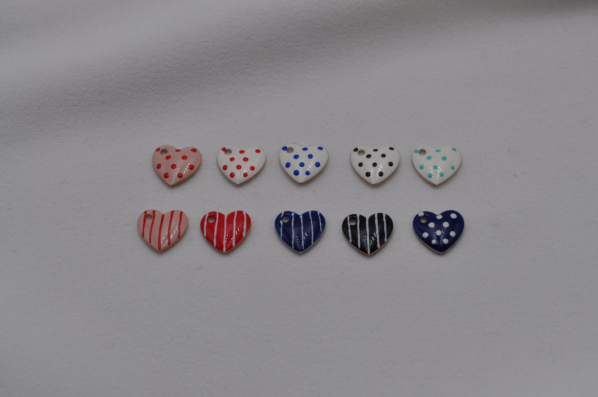HERZ Anhänger Polka Dots / Stripes | Sterling Silber / vergoldet