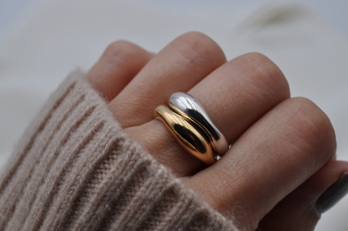 ORGANISCHER RING | Sterling Silber / vergoldet