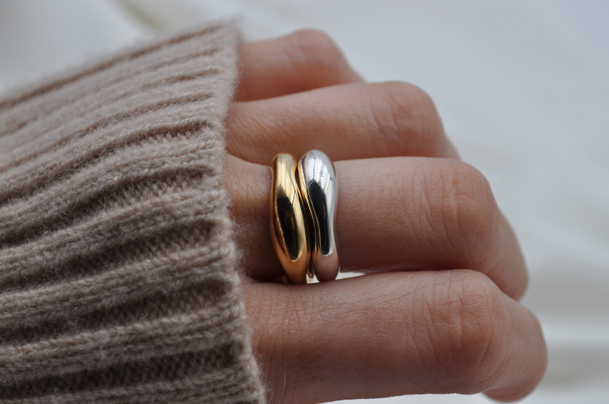 ORGANISCHER RING | Sterling Silber / vergoldet