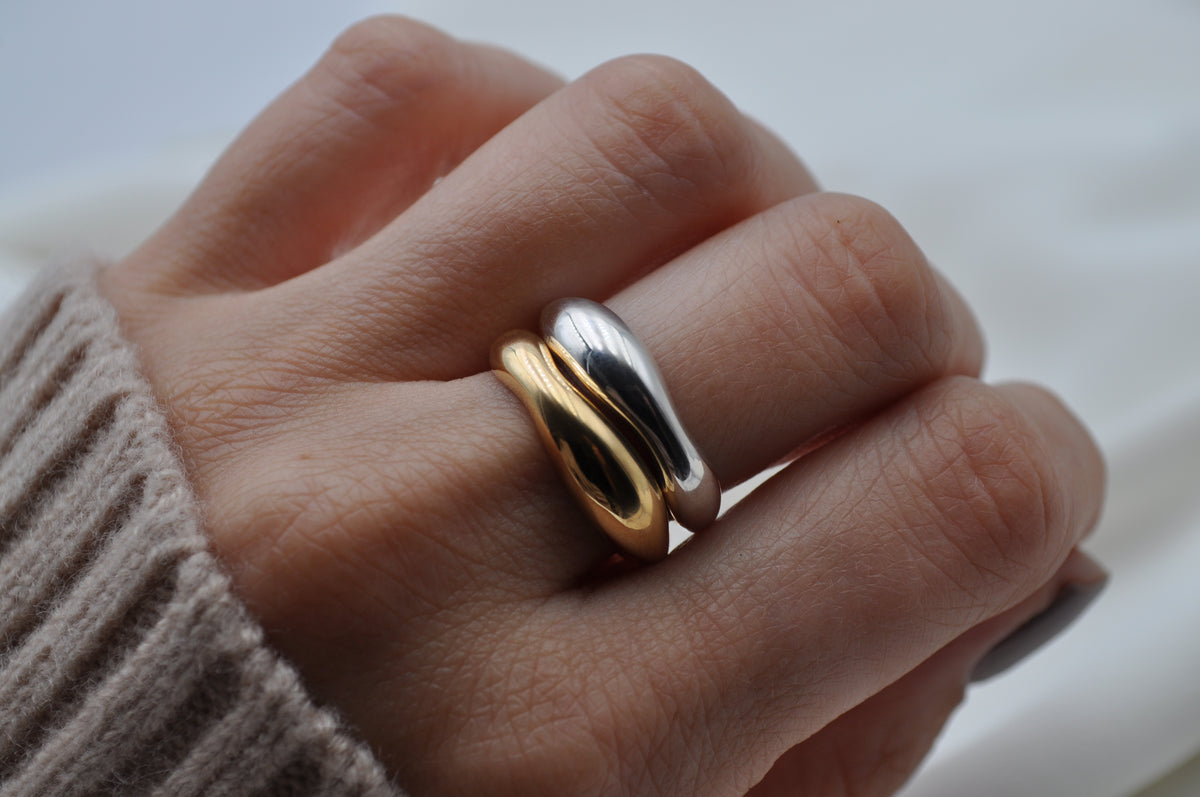 ORGANISCHER RING | Sterling Silber / vergoldet