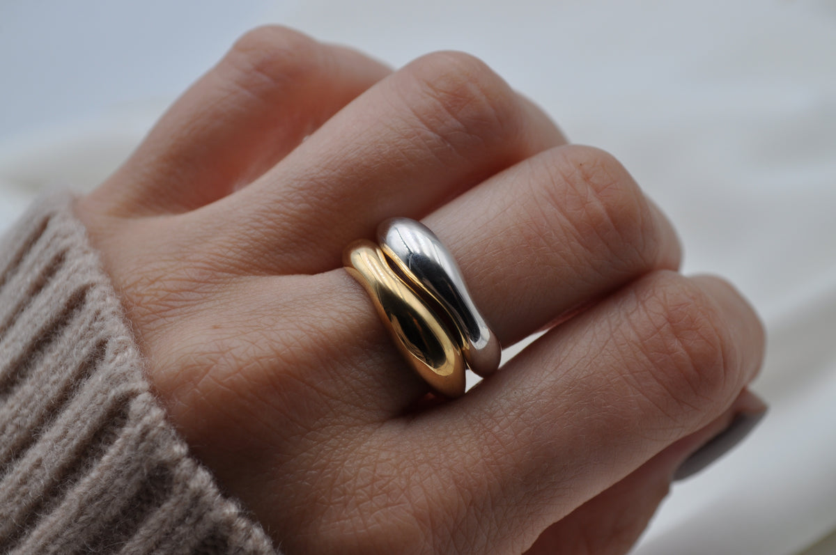 ORGANISCHER RING | Sterling Silber / vergoldet