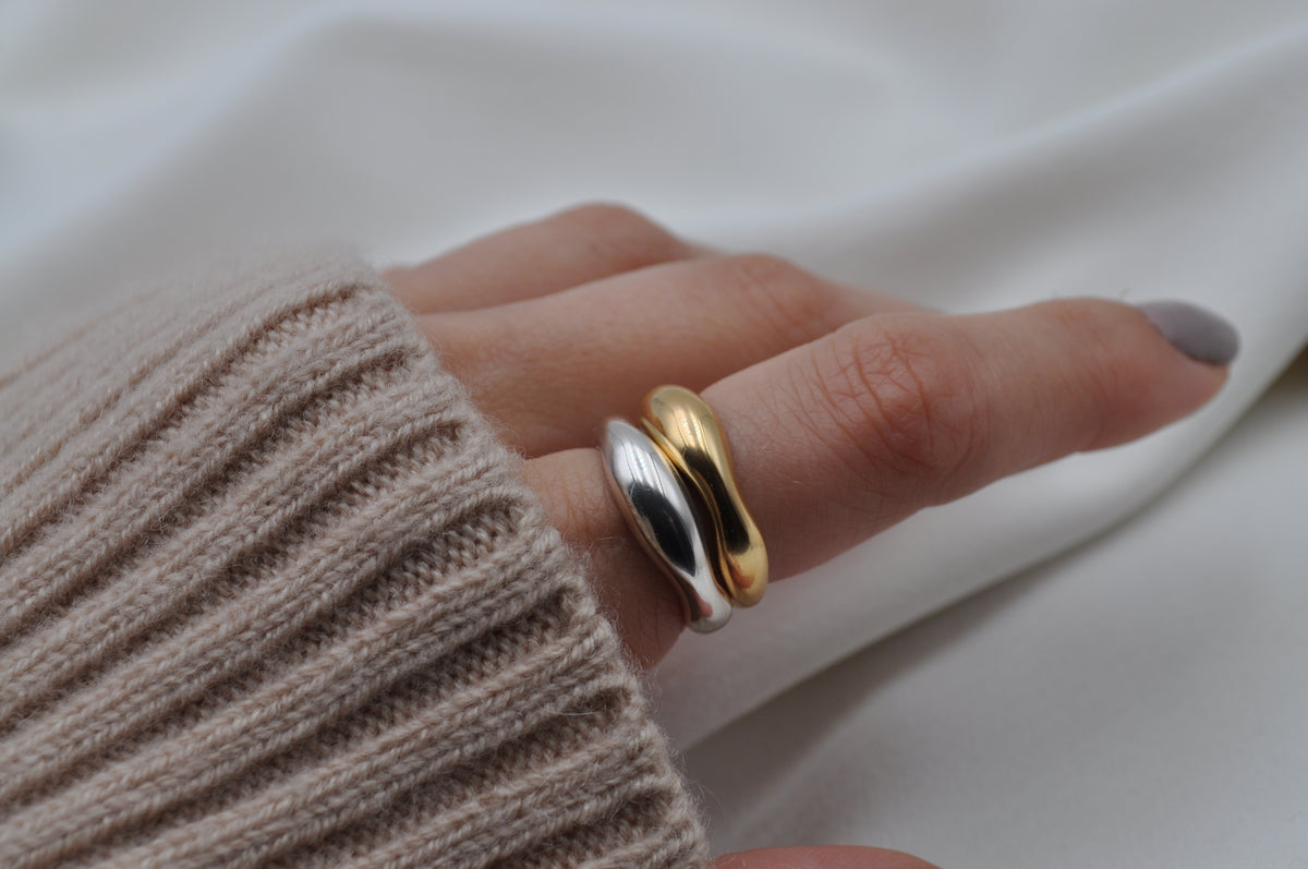 ORGANISCHER RING | Sterling Silber / vergoldet