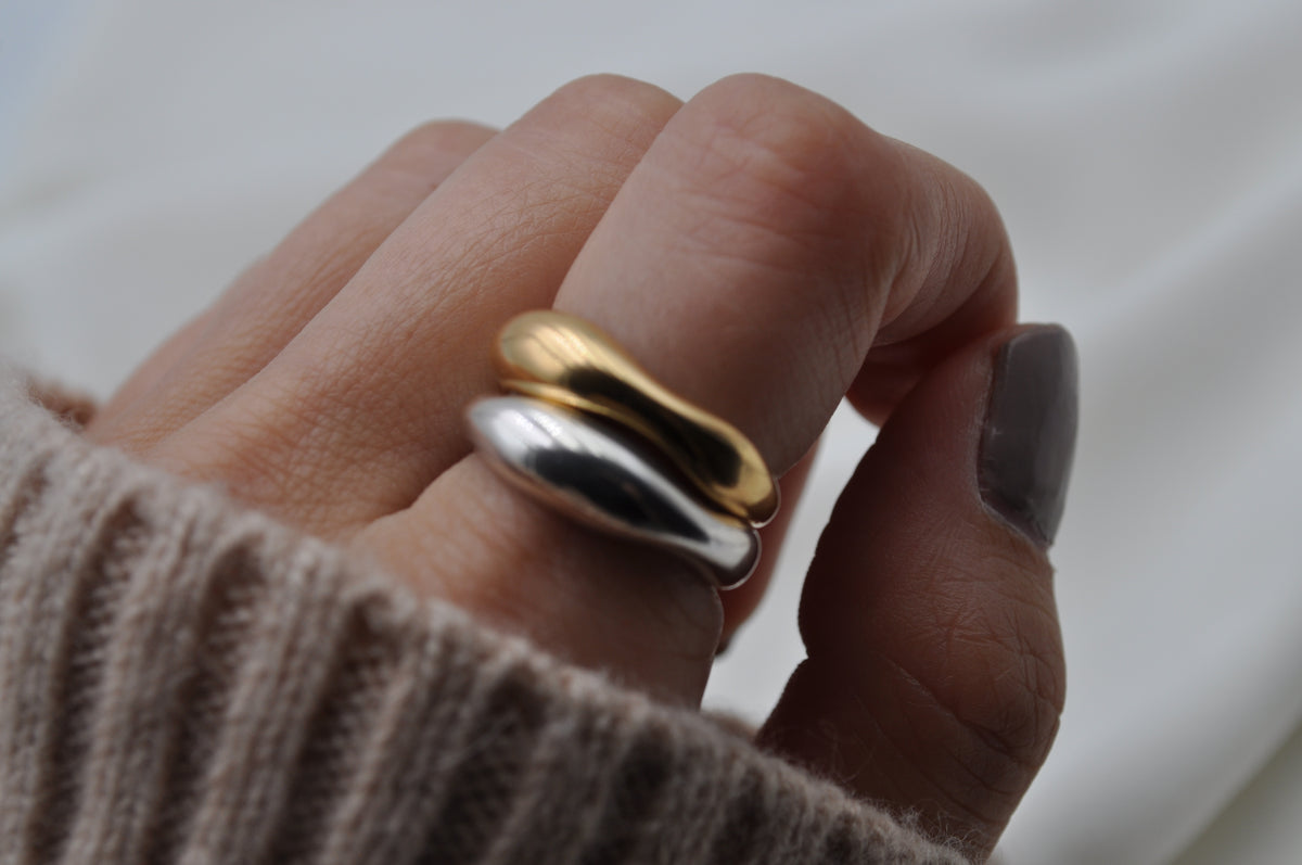 ORGANISCHER RING | Sterling Silber / vergoldet