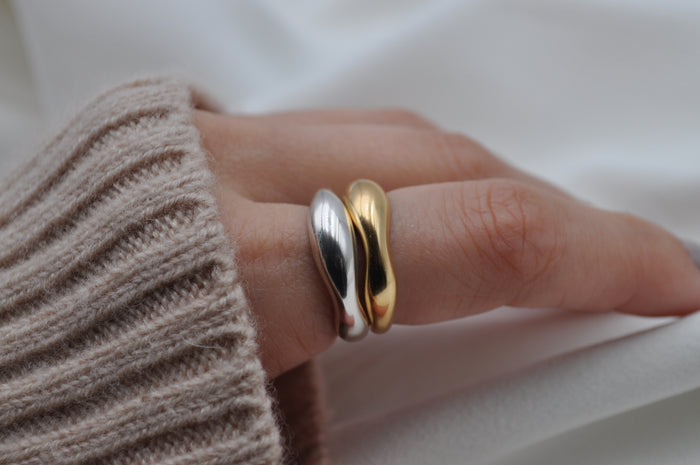 ORGANISCHER RING | Sterling Silber / vergoldet