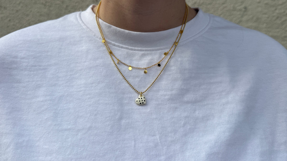 HERZ Anhänger Polka Dots| Sterling Silber / vergoldet
