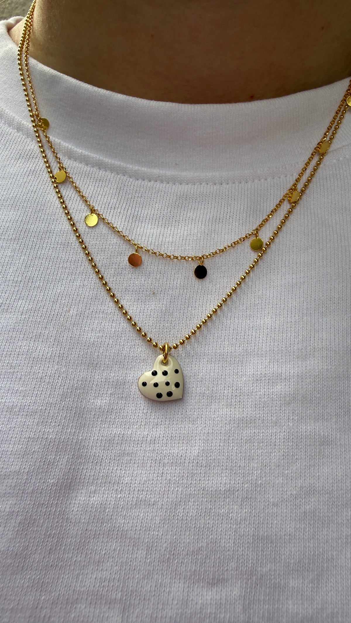 HERZ Anhänger Polka Dots| Sterling Silber / vergoldet