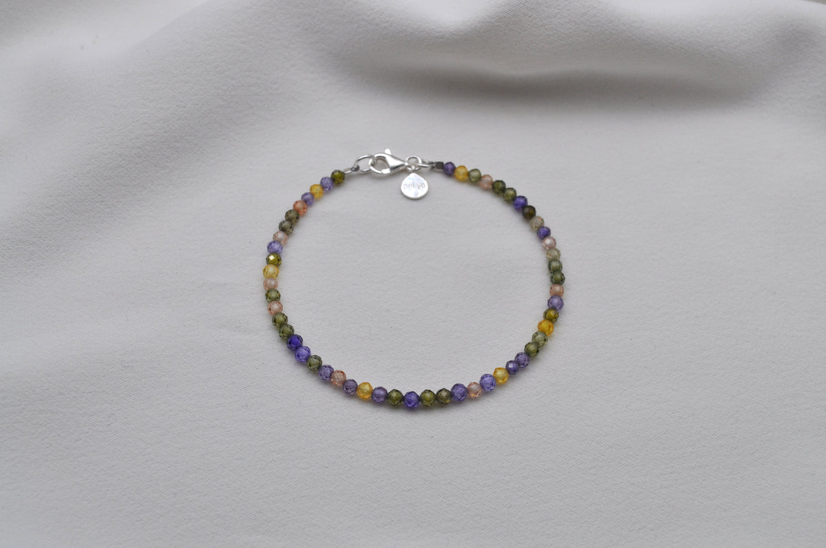 ZIRKON ARMBAND BUNT | Sterling Silber / Sterling Silber vergoldet