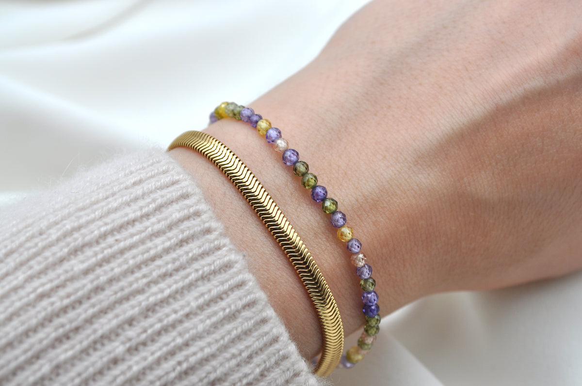 ZIRKON ARMBAND BUNT | Sterling Silber / Sterling Silber vergoldet