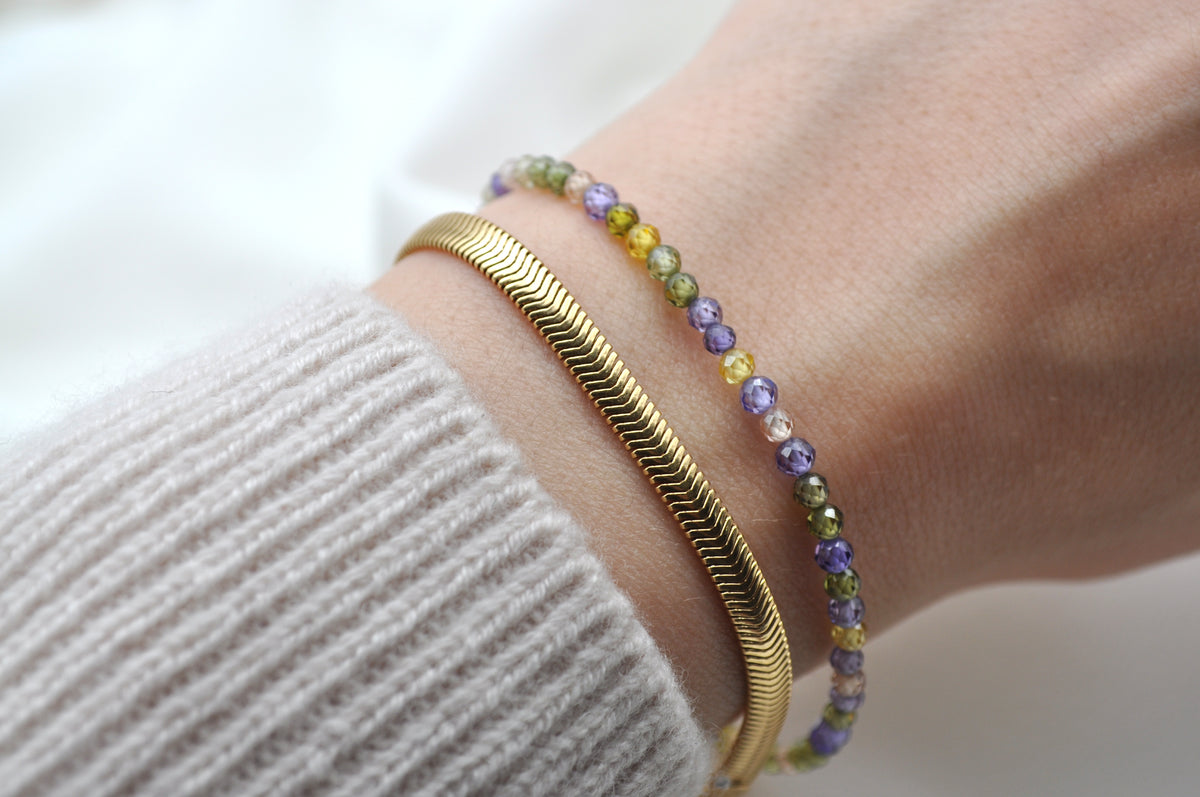 ZIRKON ARMBAND BUNT | Sterling Silber / Sterling Silber vergoldet