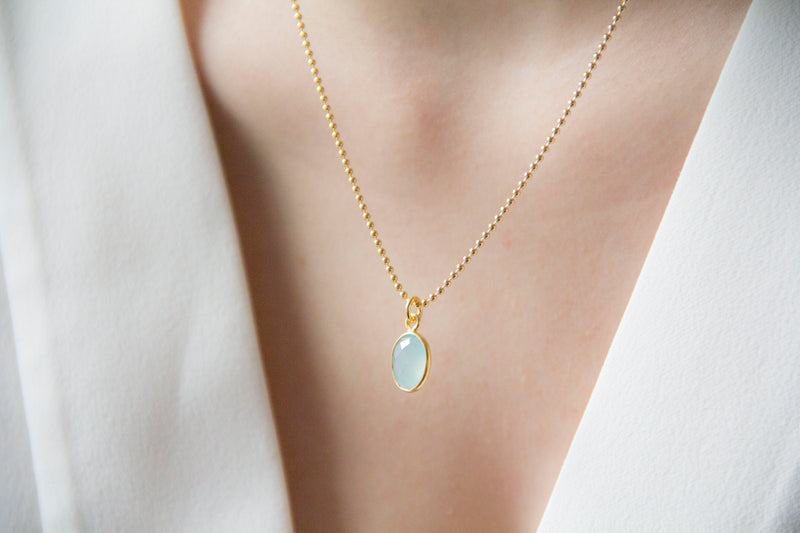 AQUA CHALZEDON KETTE | Sterling Silber vergoldet