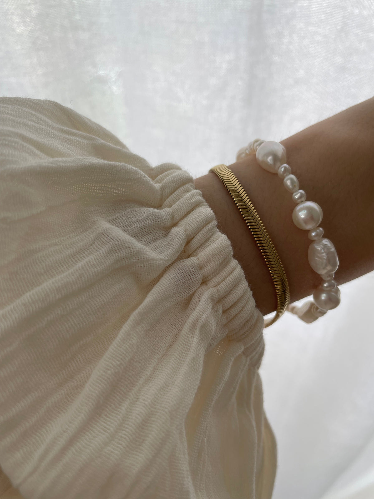 PEARL BRACELET BOLD | Sterling Silber / vergoldet